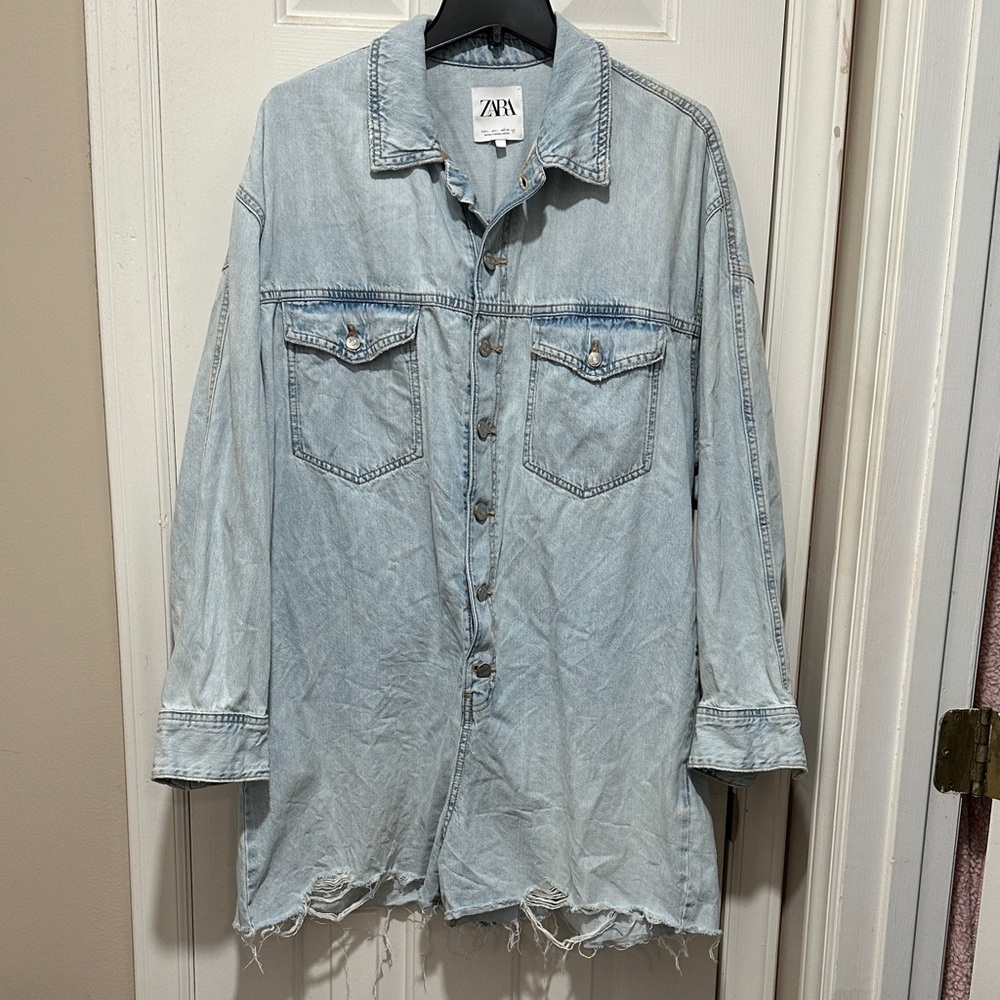 Zara Light Blue Denim Jumpsuit